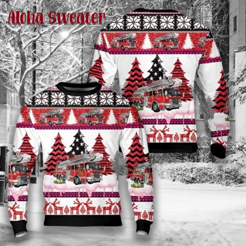 Merry Firemas Firefighter Rescue Hero Ugly Christmas Sweater product image 2