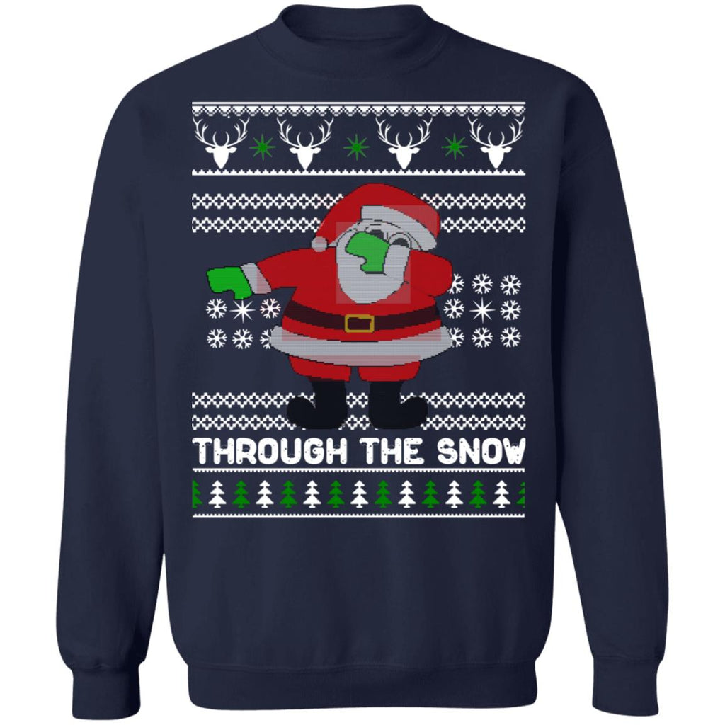 Santa Claus dabbing through the snow Christmas sweater product image 3