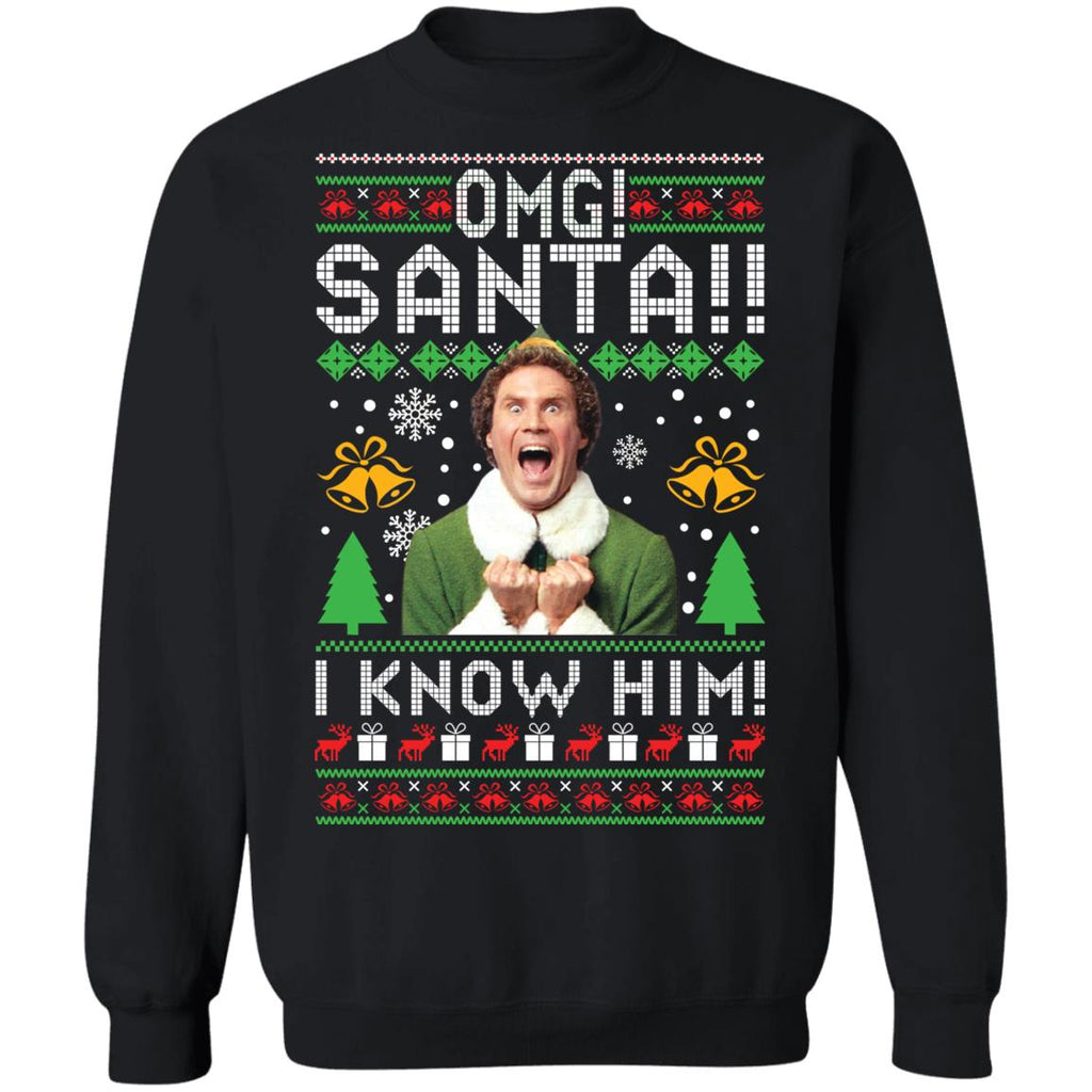Elf Buddy omg santa i know him Christmas sweater product image 2