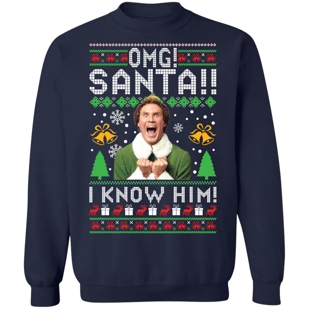 Elf Buddy omg santa i know him Christmas sweater product image 3