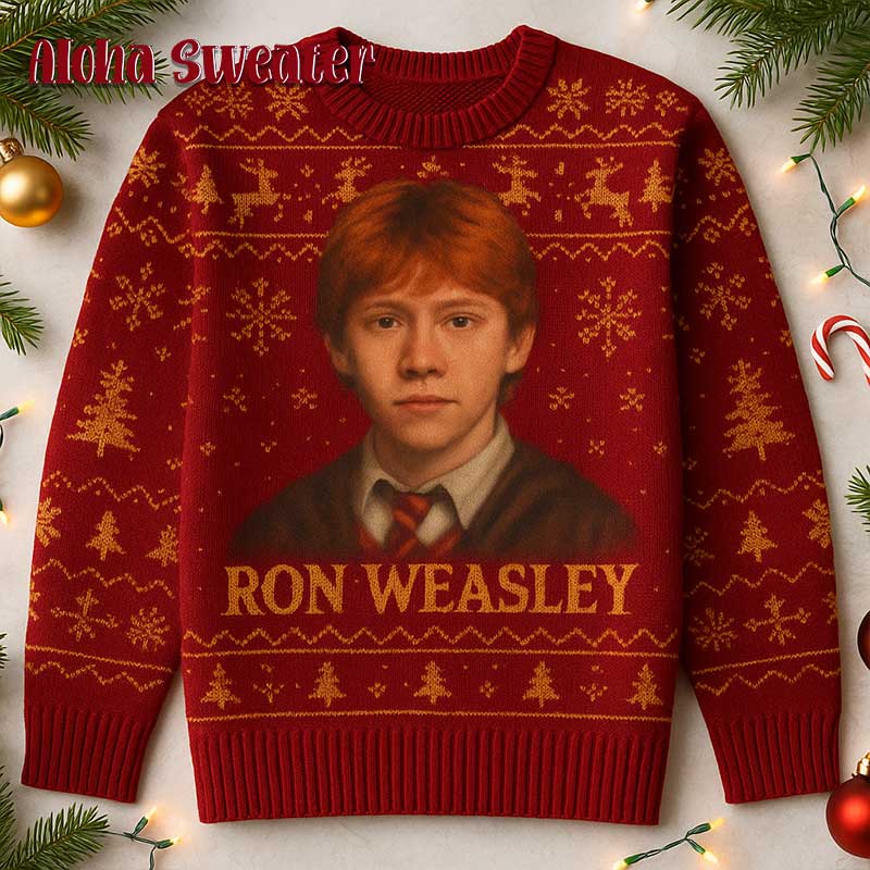 Ron Weasley Gryffindor Hary Potter Ugly Christmas Sweater product image