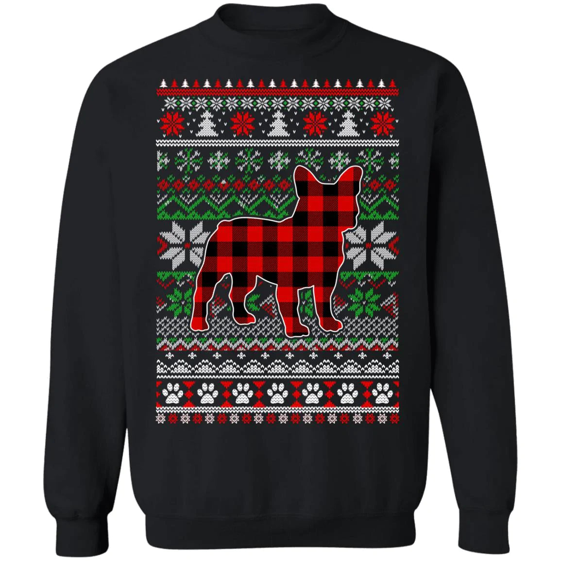 French bulldog red plaid Christmas sweater product image 2