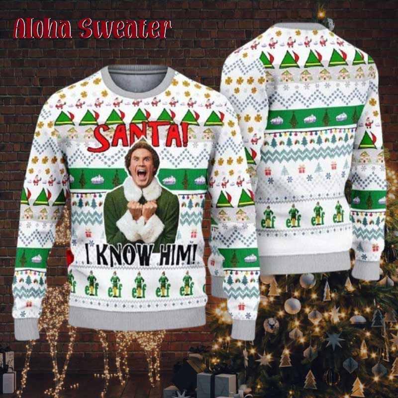 Santa Is Coming Buddy The Elf Ugly Christmas Sweater product image 3