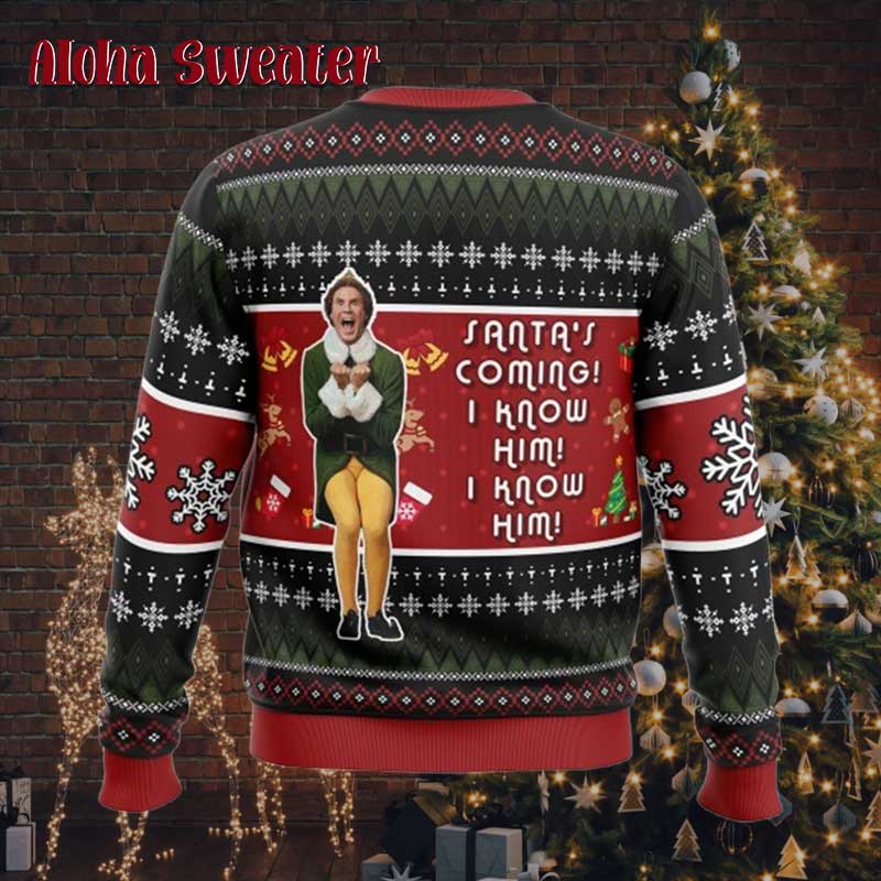 I Know Him Buddy The Elf Graphic Ugly Christmas Sweater product image 5