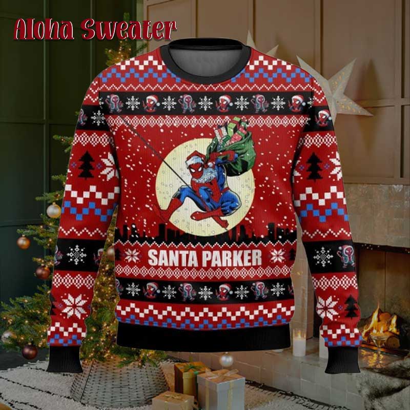 Spider Man Swing Into Christmas Ugly Christmas Sweater product image 3