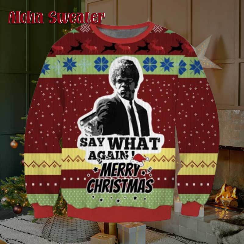 Say What Again John Pulp Fiction Ugly Christmas Sweater product image