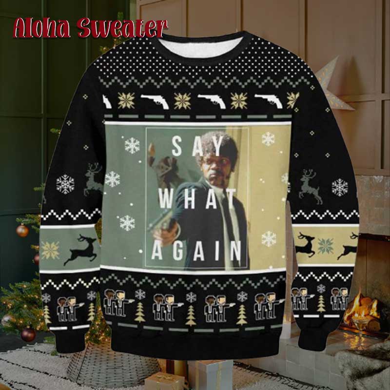 Say What Again John Pulp Fiction Ugly Christmas Sweater product image 2