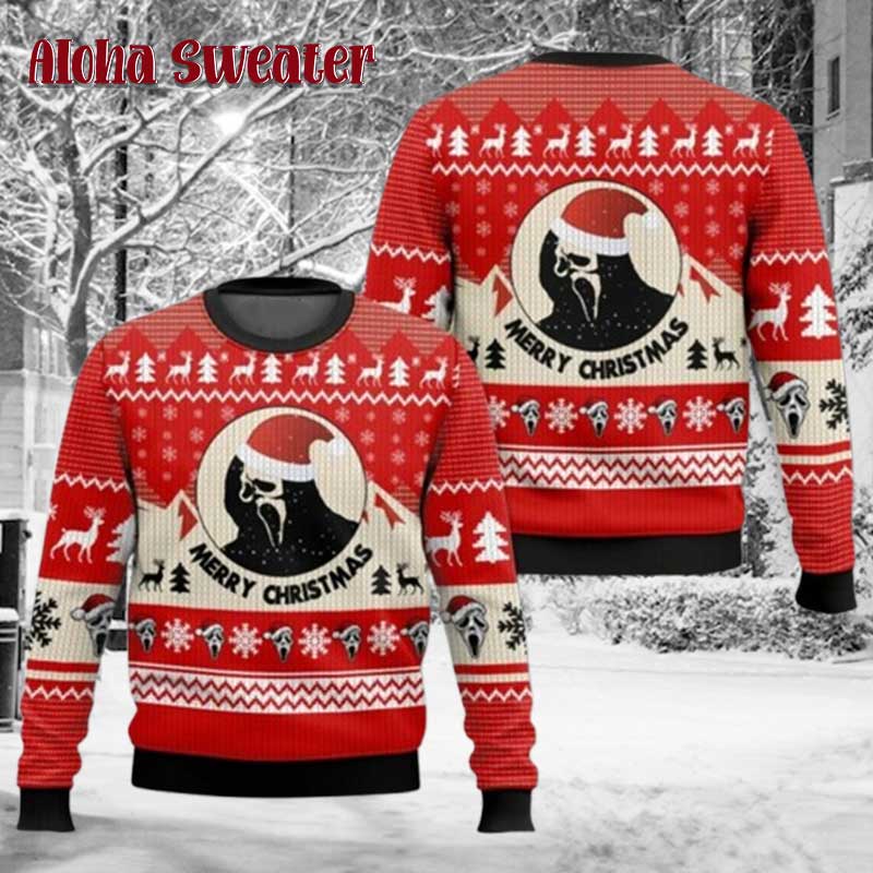 Scream Movie Retro Ghostface Ugly Christmas Sweater product image