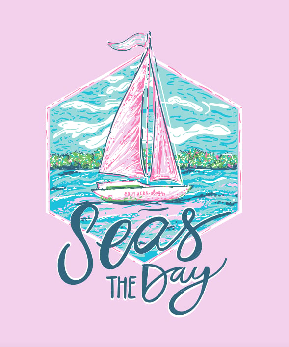 Southernology Seas the Day Sailboat Comfort Colors - Adult & Kids T-Shirts, Sweatshirts & Hoodies apparel design preview 2