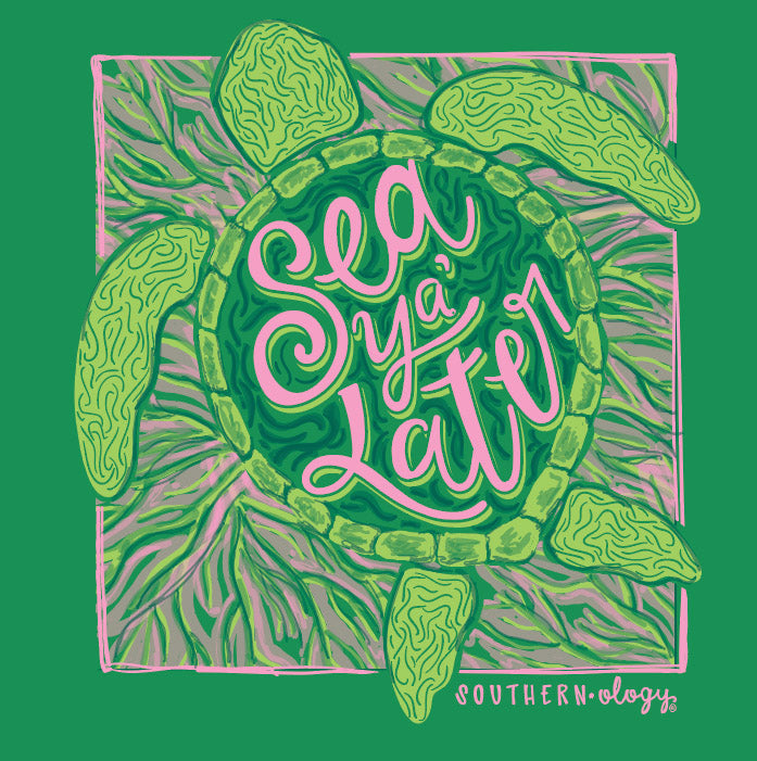 Southernology Sea Ya Later Turtle Comfort Colors - Adult & Kids T-Shirts, Sweatshirts & Hoodies apparel design preview 2