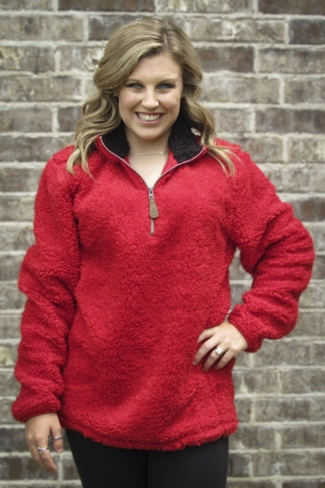 Girlie Girl Preppy C.C Red Sherpa Jacket - Adult & Kids T-Shirts, Sweatshirts & Hoodies apparel design preview 1