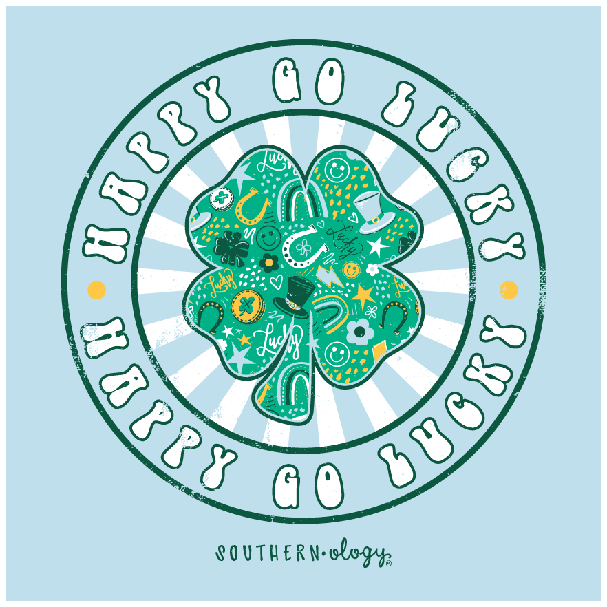 Southernology Shamrock Go Lucky Irish Comfort Colors - Adult & Kids T-Shirts, Sweatshirts & Hoodies apparel design preview 2