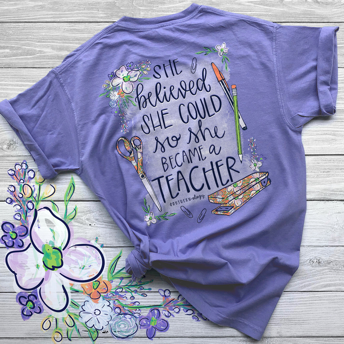 Sale Southernology Teacher She Believed Could Classic - Adult & Kids T-Shirts, Sweatshirts & Hoodies apparel design preview 2