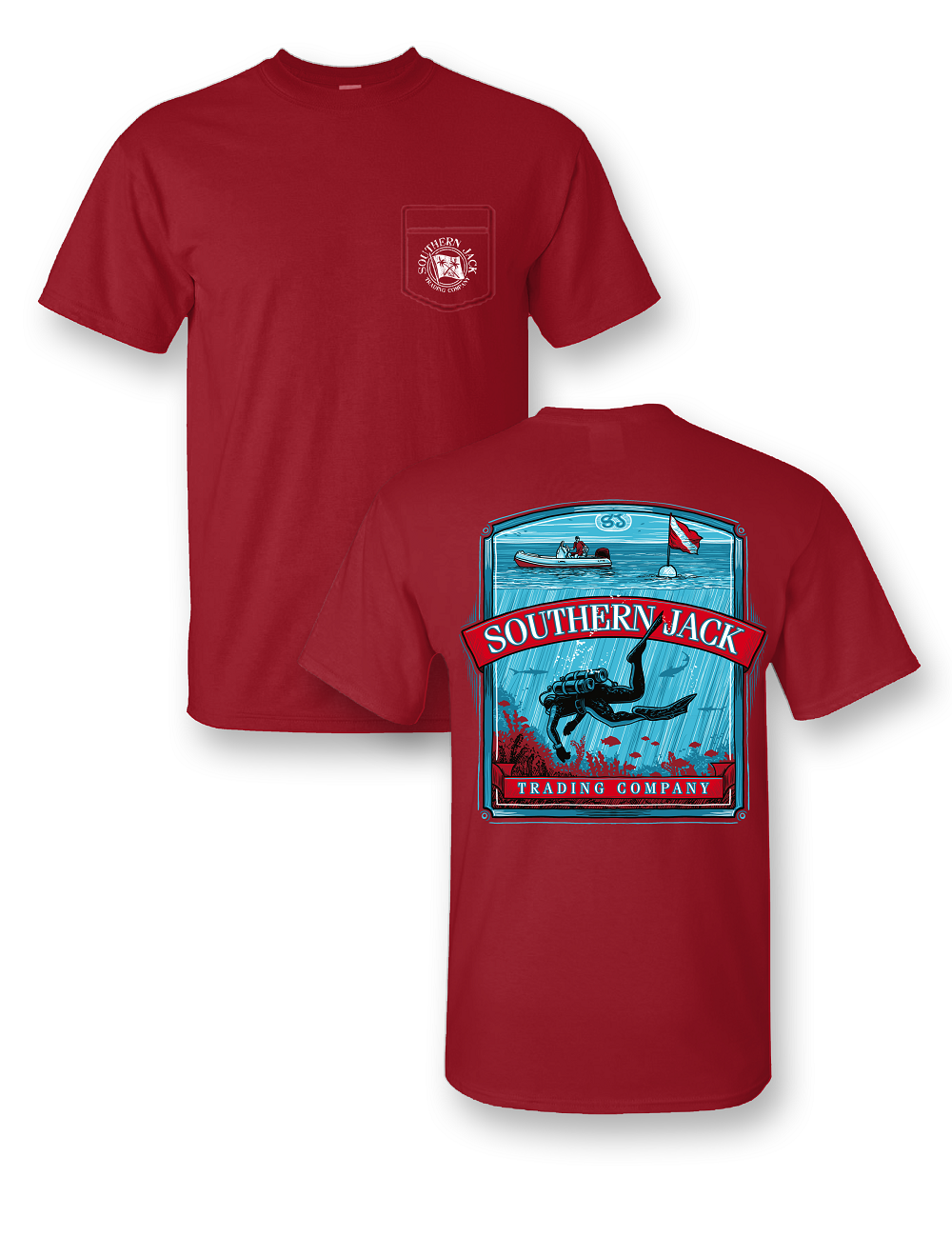 Southern Jack Scuba Diver Down Frass Unisex Comfort - Adult & Kids T-Shirts, Sweatshirts & Hoodies apparel design preview 1
