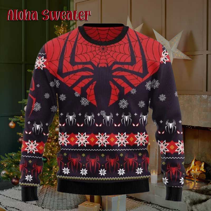 Spider Man Swing Into Christmas Ugly Christmas Sweater product image 2