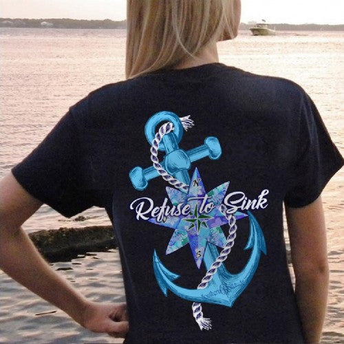 Southern Attitude Preppy Refuse To Sink Anchor - Adult & Kids T-Shirts, Sweatshirts & Hoodies apparel design preview 1