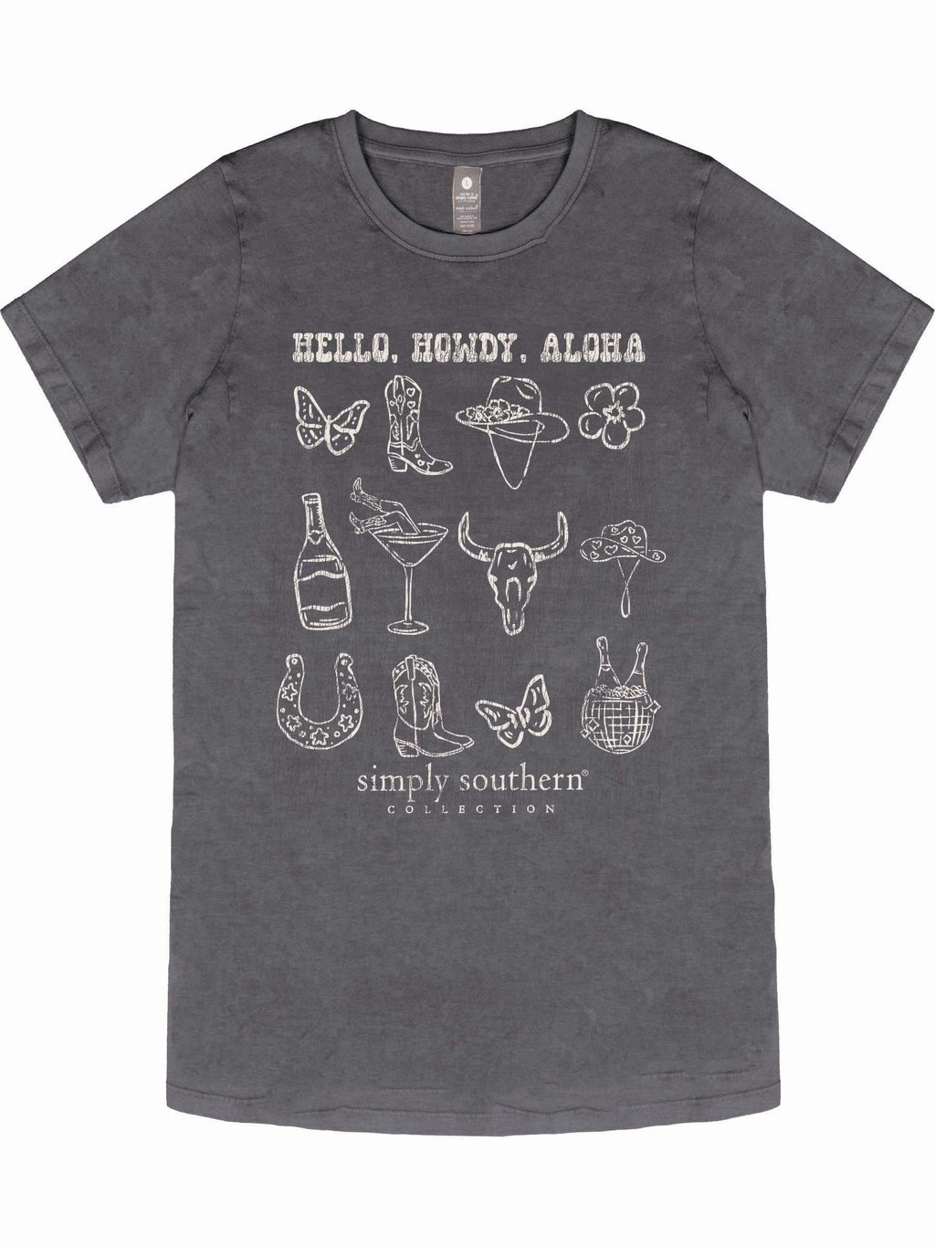 Simply Southern Howdy Washed Coal - Adult & Kids T-Shirts, Sweatshirts & Hoodies apparel design preview 2