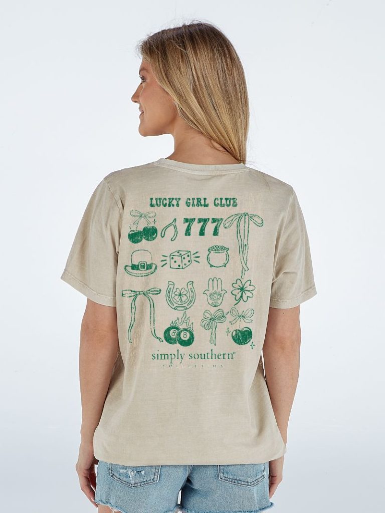 Simply Southern Lucky Girls Club Irish Washed Cream - Adult & Kids T-Shirts, Sweatshirts & Hoodies apparel design preview 2