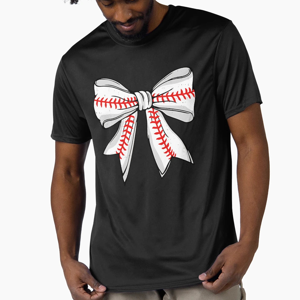 Baseball Bow Softball Fan Player Mom T-Shirt - Streetwear Style for Adults - T-Shirt, Sweatshirt, Hoodie