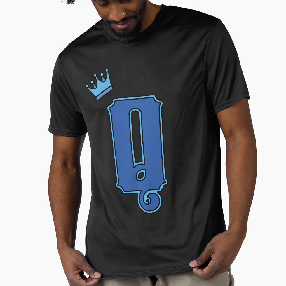Blue Letter Q T-Shirt - Graphic Print for Adults - T-Shirt, Sweatshirt, Hoodie