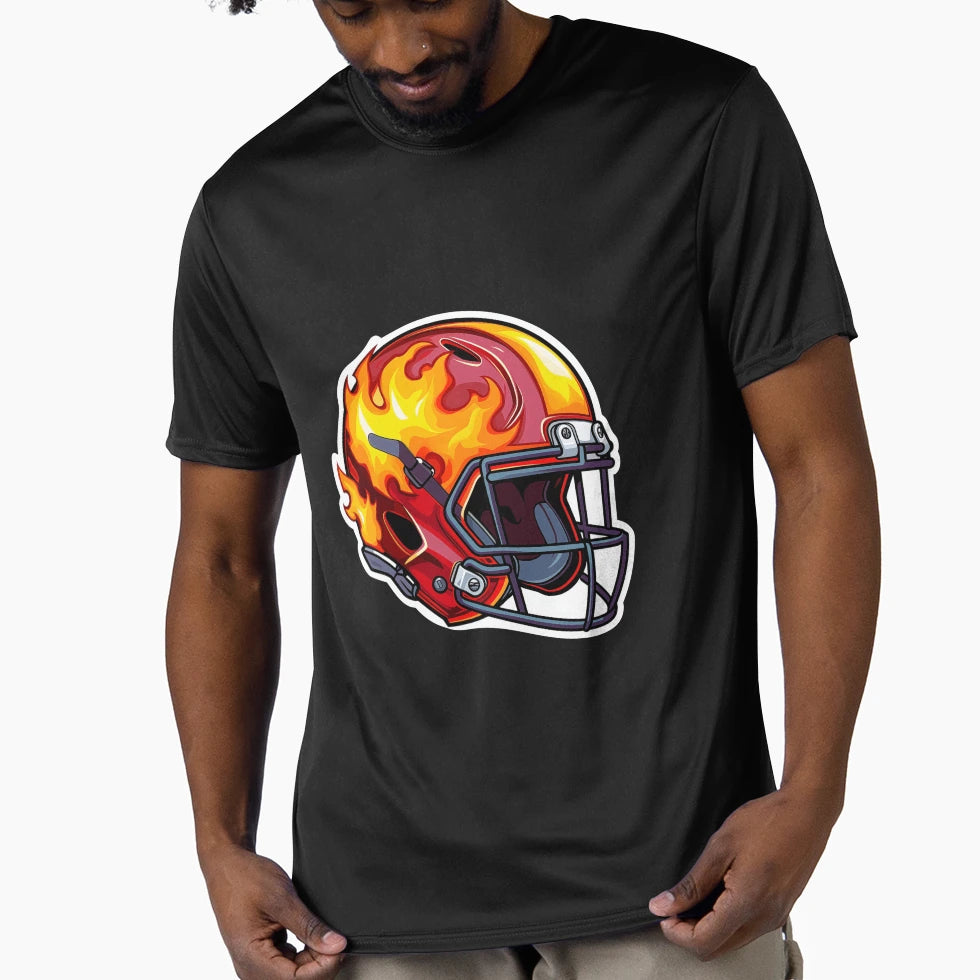 Fire Football Helmet T-Shirt - Streetwear Style Men Women - T-Shirt, Sweatshirt, Hoodie