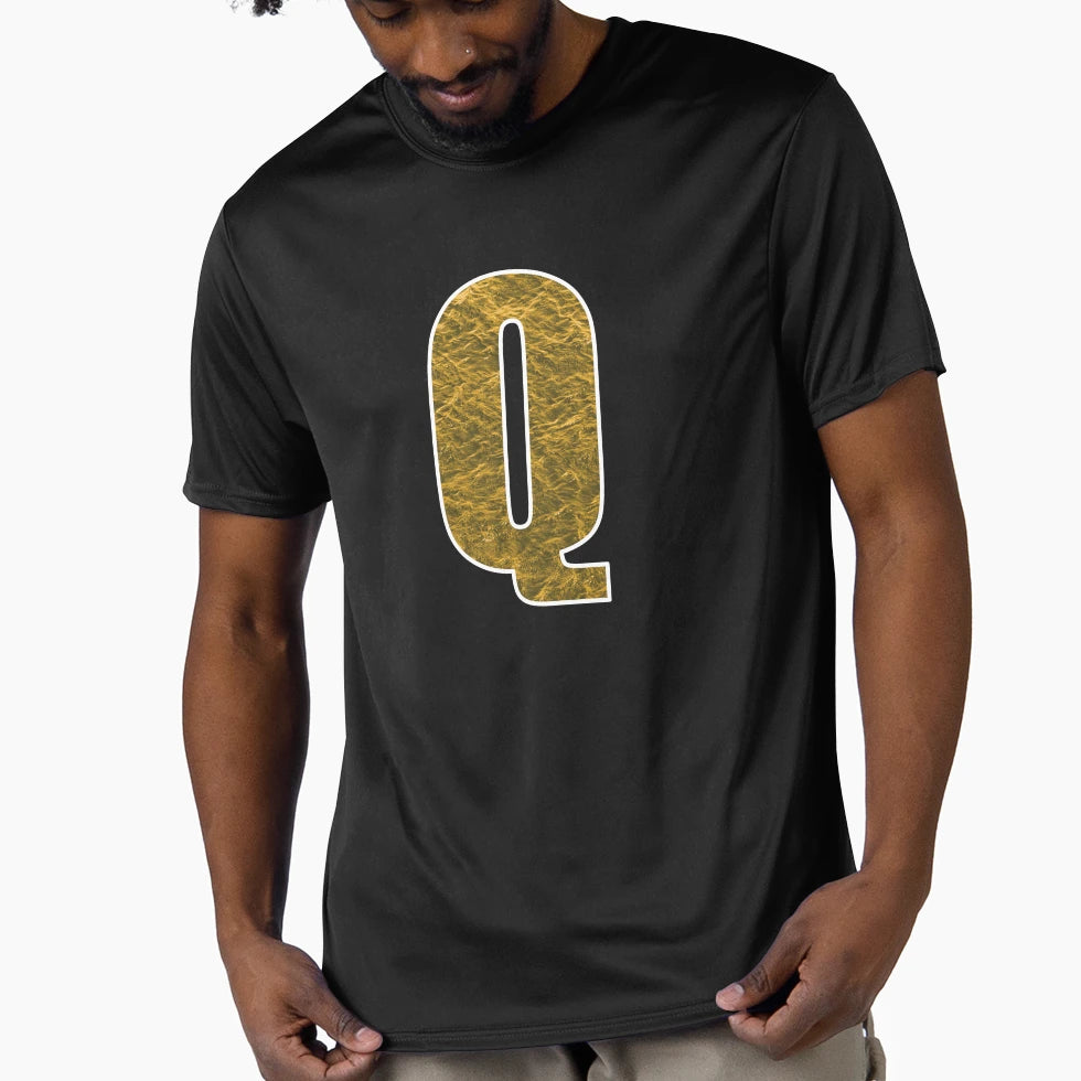 Letter Q Yellow And Gold Water Wave Ocean T-Shirt - Novelty Apparel Unisex - T-Shirt, Sweatshirt, Hoodie