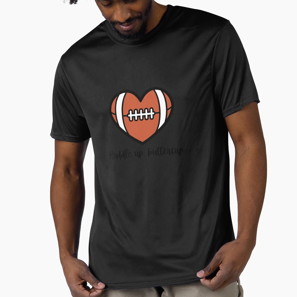 Huddle Up Buttercup Football Heart T-Shirt - Trendy Graphic Men Women - T-Shirt, Sweatshirt, Hoodie