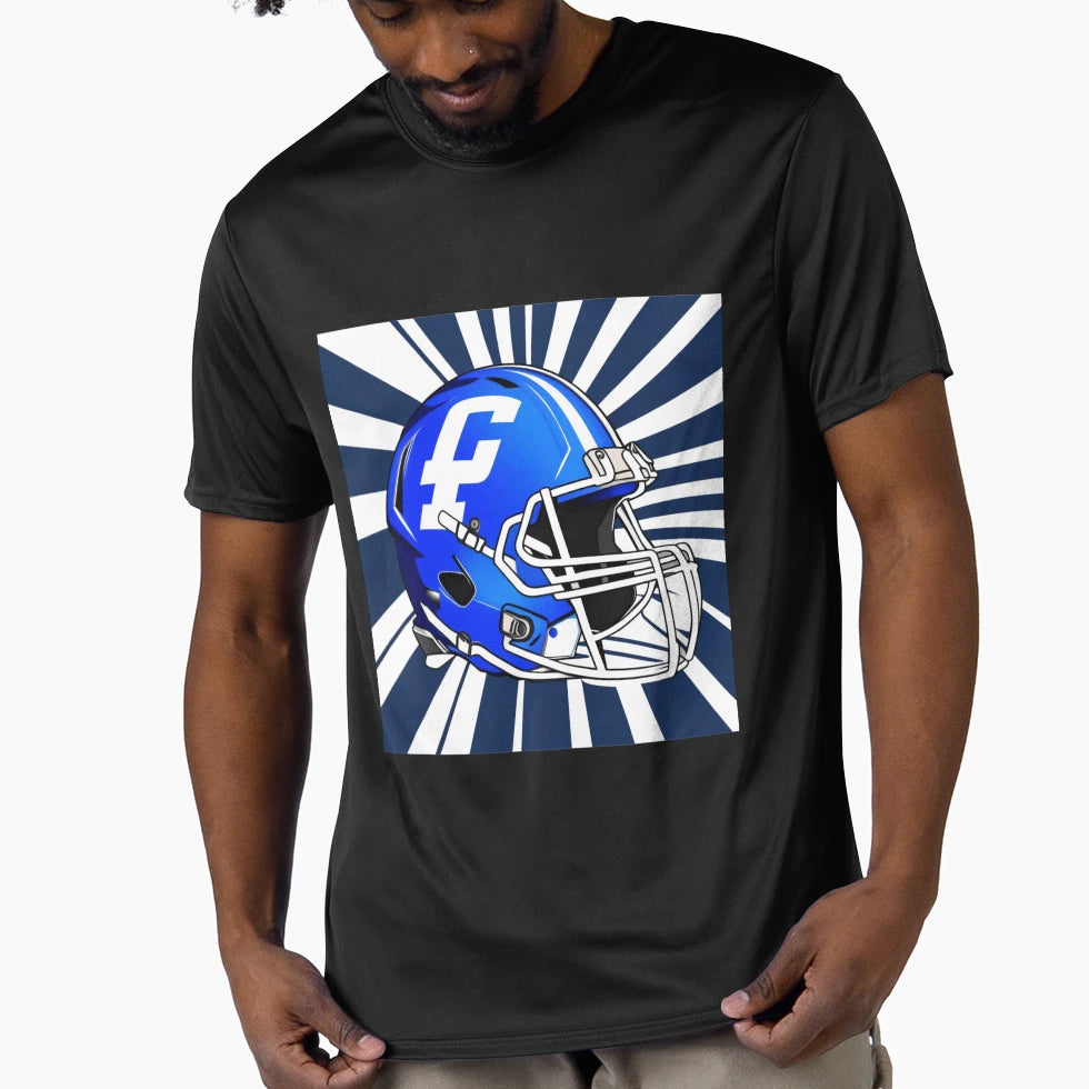 Gridiron Striped Helmet Background T-Shirt - Trendy Graphic for Adults - T-Shirt, Sweatshirt, Hoodie