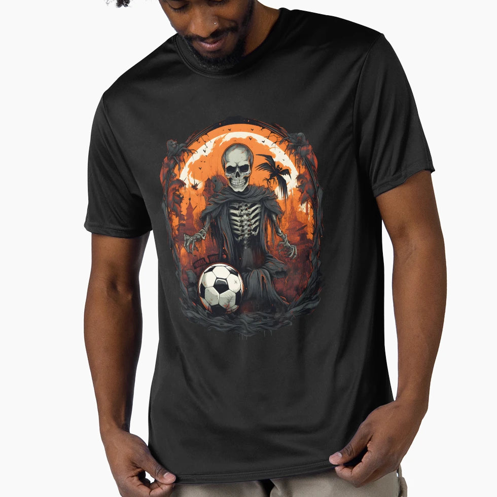 Skeleton Football Soccer Halloween Horror T-Shirt - Trendy Graphic Unisex - T-Shirt, Sweatshirt, Hoodie