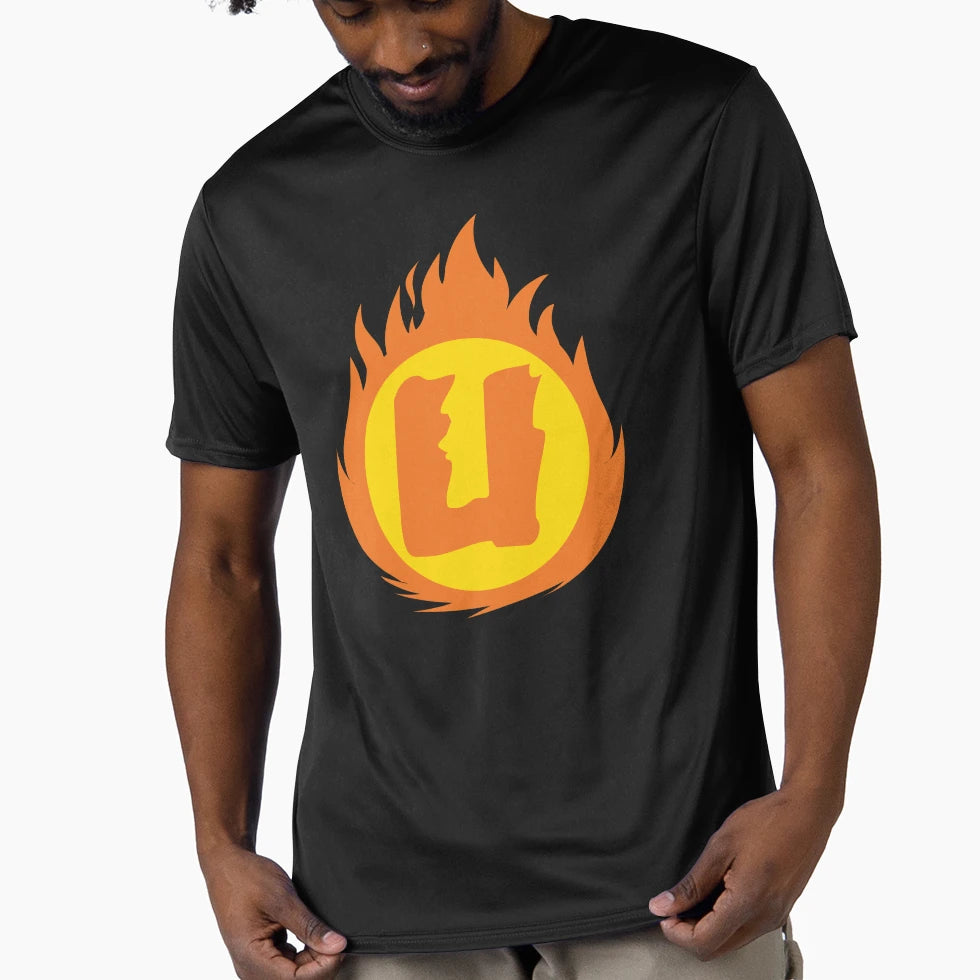 Superhero Letter U Fire Insignia T-Shirt - Graphic Print Unisex - T-Shirt, Sweatshirt, Hoodie
