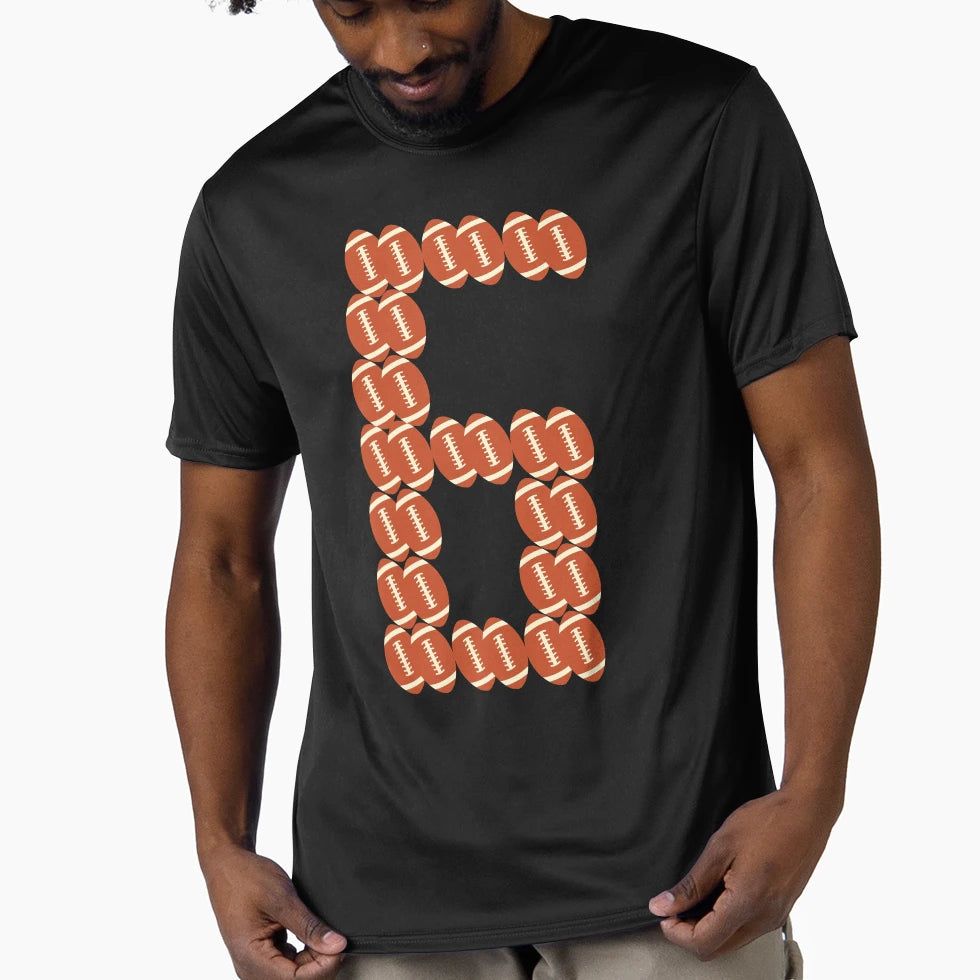 Player Number 6 Six American Football Game T-Shirt - Graphic Print Unisex - T-Shirt, Sweatshirt, Hoodie
