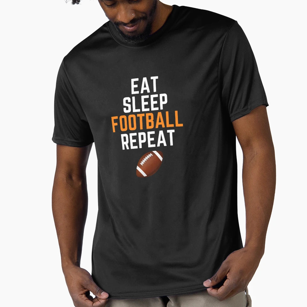 Eat Sleep Football Repeat T-Shirt - Trendy Graphic Unisex - T-Shirt, Sweatshirt, Hoodie