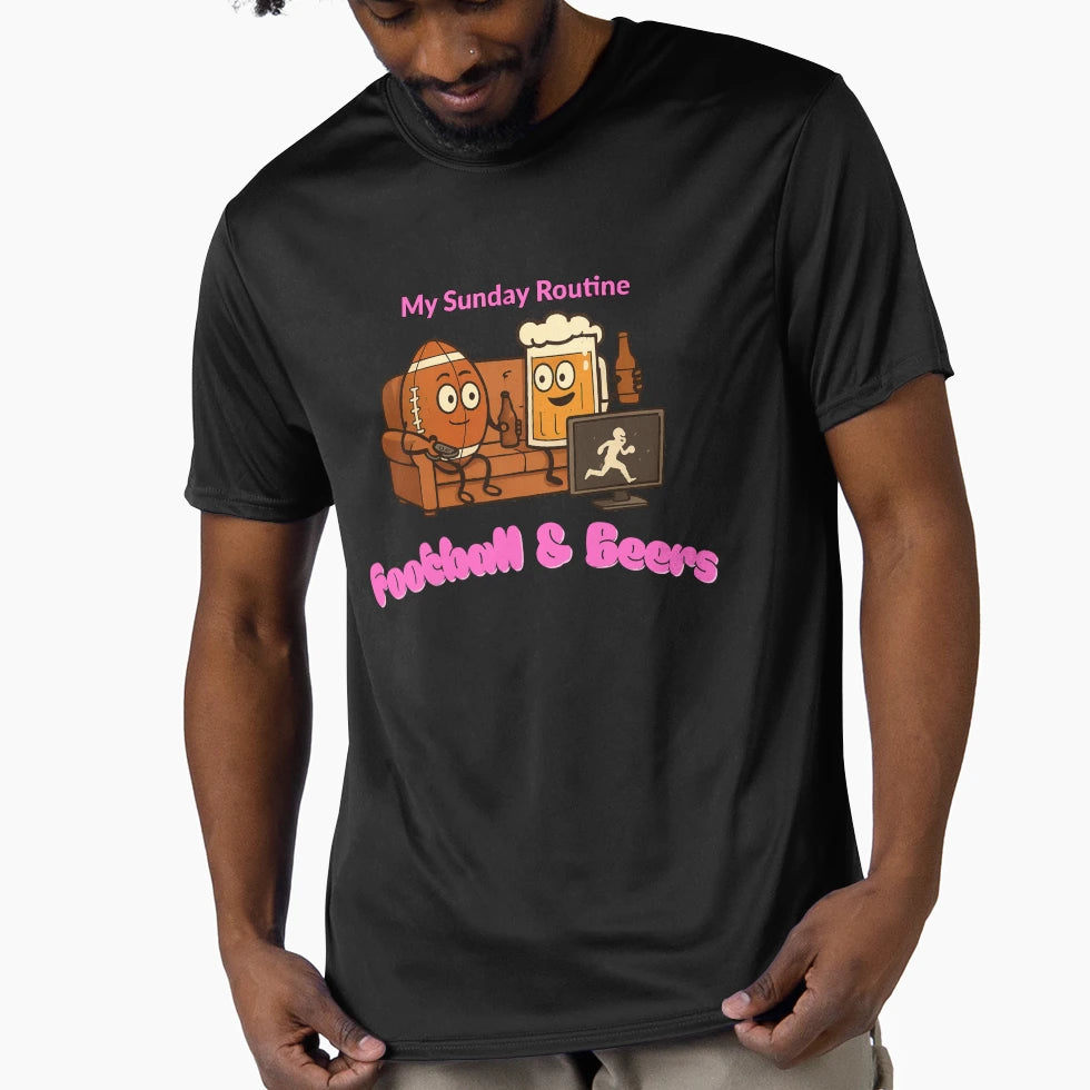 Sunday Routine Football And T-Shirt - Casual Everyday Wear for Adults - T-Shirt, Sweatshirt, Hoodie