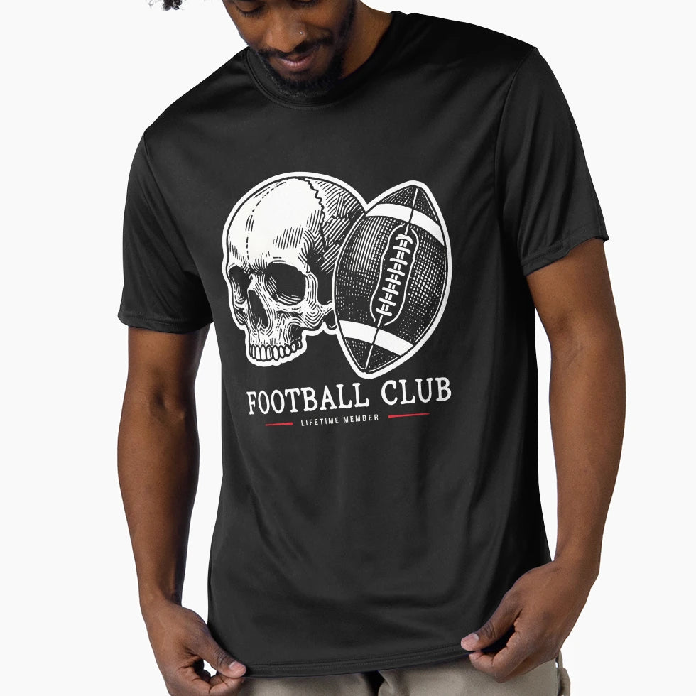 Football Skull Football Club T-Shirt - Fun Novelty Design for Adults - T-Shirt, Sweatshirt, Hoodie