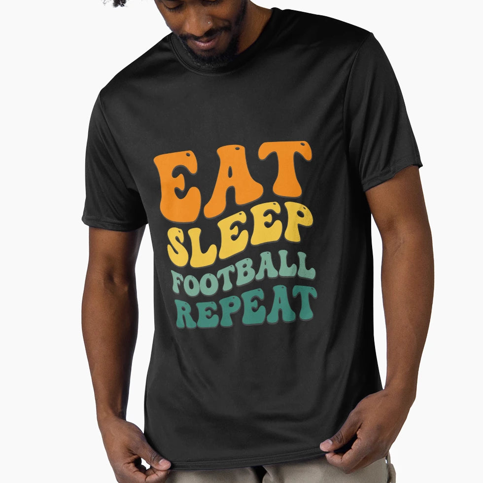 Eat Sleep Football Repeat T-Shirt - Aesthetic Graphic for Adults - T-Shirt, Sweatshirt, Hoodie