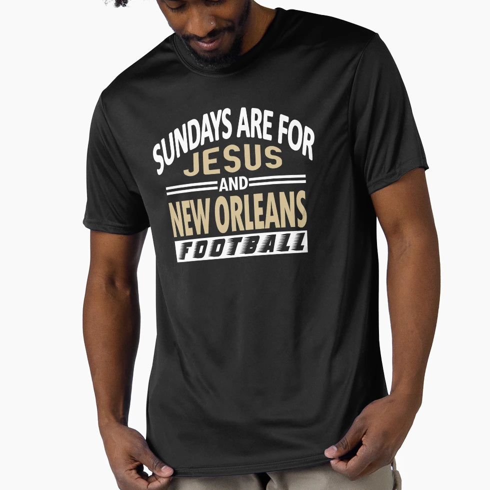 New Orleans Pro Football And Jesus T-Shirt - Novelty Apparel for Adults - T-Shirt, Sweatshirt, Hoodie