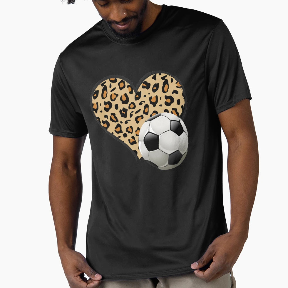 Soccer Love Leopard Heart Soccer Lovers T-Shirt - Trendy Graphic Men Women - T-Shirt, Sweatshirt, Hoodie