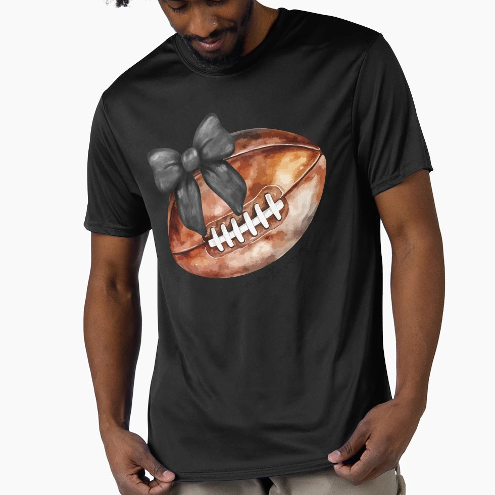 Football Mom Black Coquette Bows Rugby T-Shirt - Graphic Print for Adults - T-Shirt, Sweatshirt, Hoodie