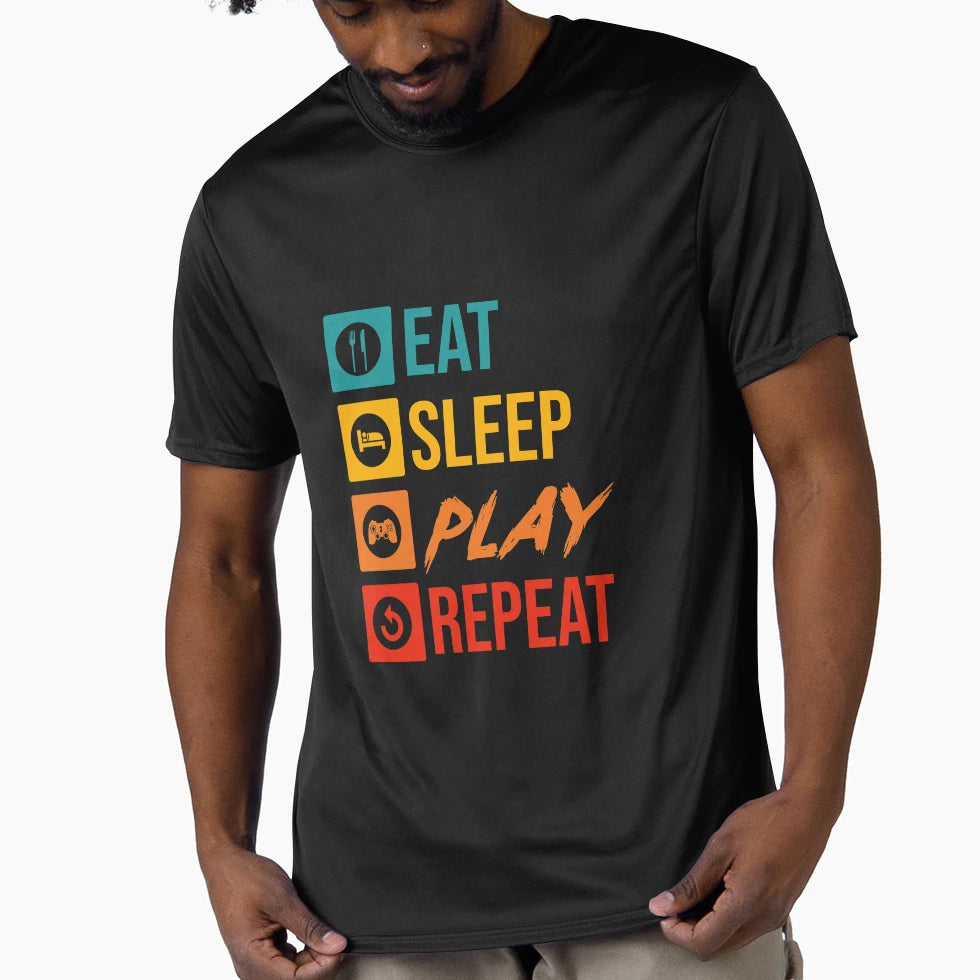 Eat Sleep Play Repeat Gamer T-Shirt - Graphic Print Men Women - T-Shirt, Sweatshirt, Hoodie