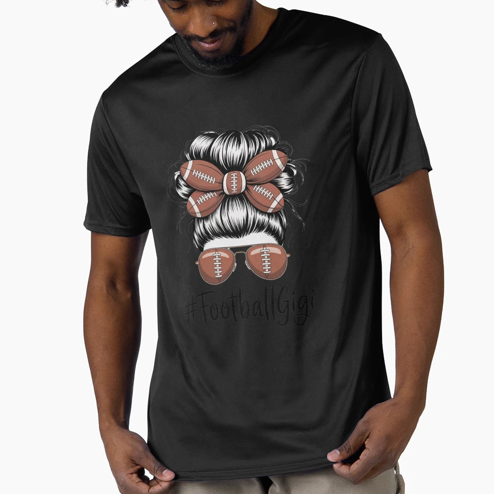 Football Gigi Life Messy Bun Football T-Shirt - Graphic Print Men Women - T-Shirt, Sweatshirt, Hoodie