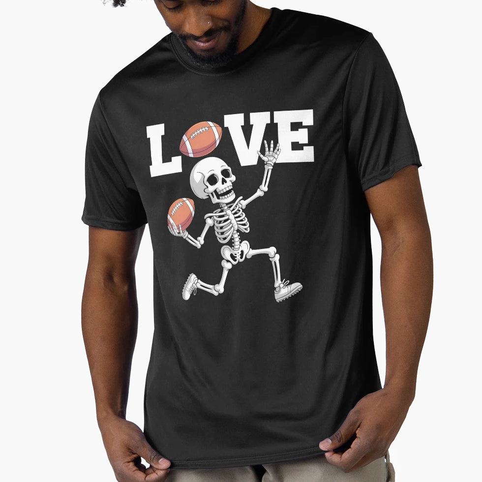 Skeleton Playing Football Funny Love T-Shirt - Aesthetic Graphic Men Women - T-Shirt, Sweatshirt, Hoodie