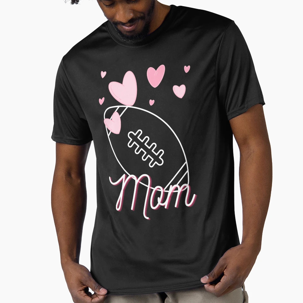 Heart And Football Mom T-Shirt - Custom Art Print Men Women - T-Shirt, Sweatshirt, Hoodie