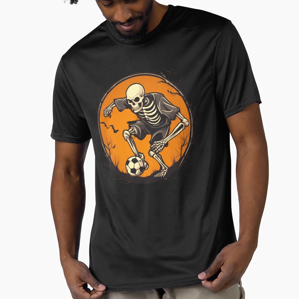 Soccer Skeleton Halloween Soccer T-Shirt - Novelty Apparel for Adults - T-Shirt, Sweatshirt, Hoodie