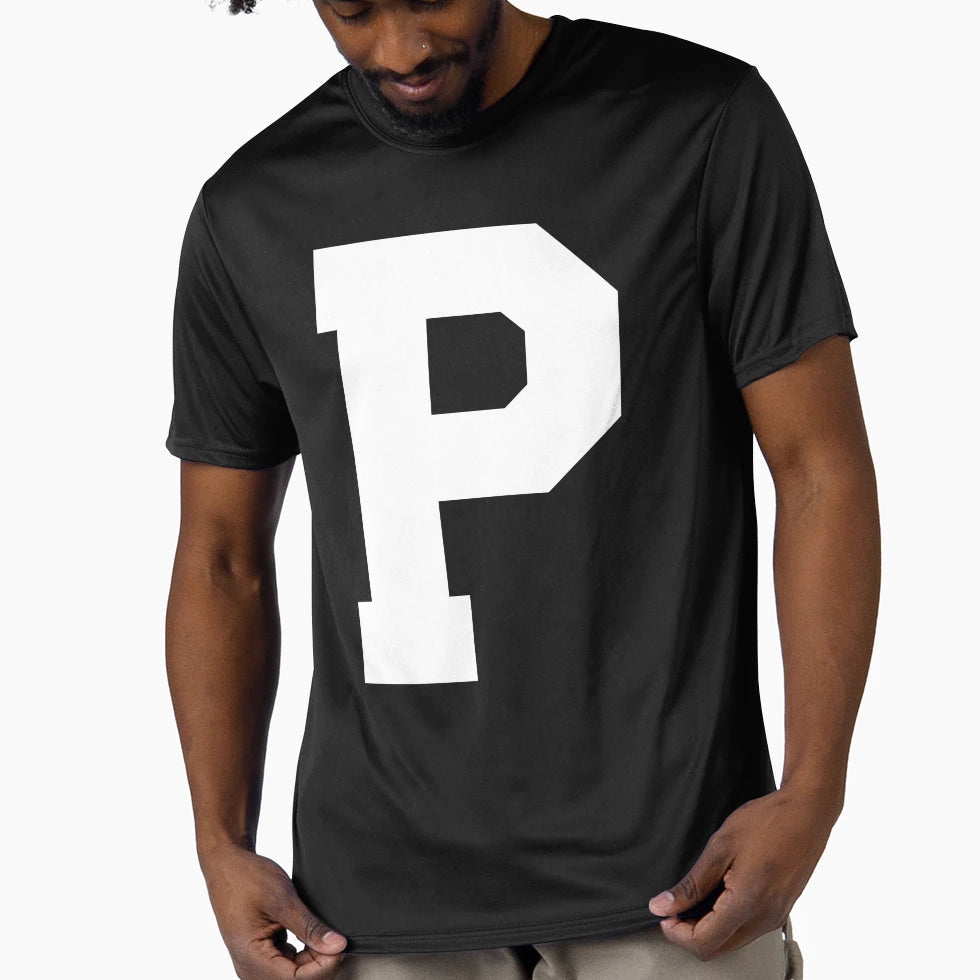 Alphabet White P Sports Letter P T-Shirt - Novelty Apparel Men Women - T-Shirt, Sweatshirt, Hoodie