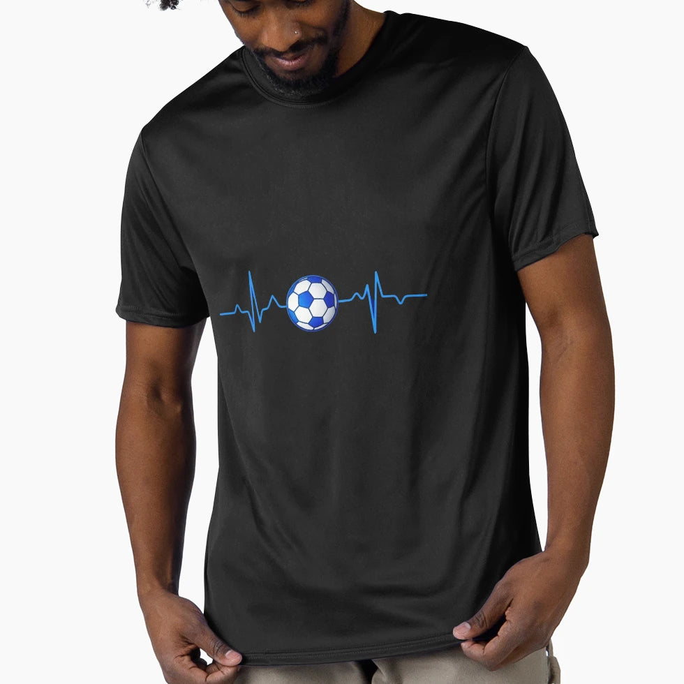 Blue Neon Soccer Heartbeat Pulse High T-Shirt - Unique Graphic Unisex - T-Shirt, Sweatshirt, Hoodie