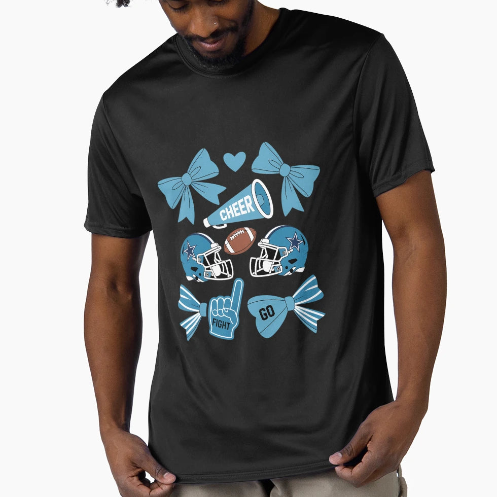Dallas Coquette Bow Cheer Football T-Shirt - Minimalist Print for Adults - T-Shirt, Sweatshirt, Hoodie