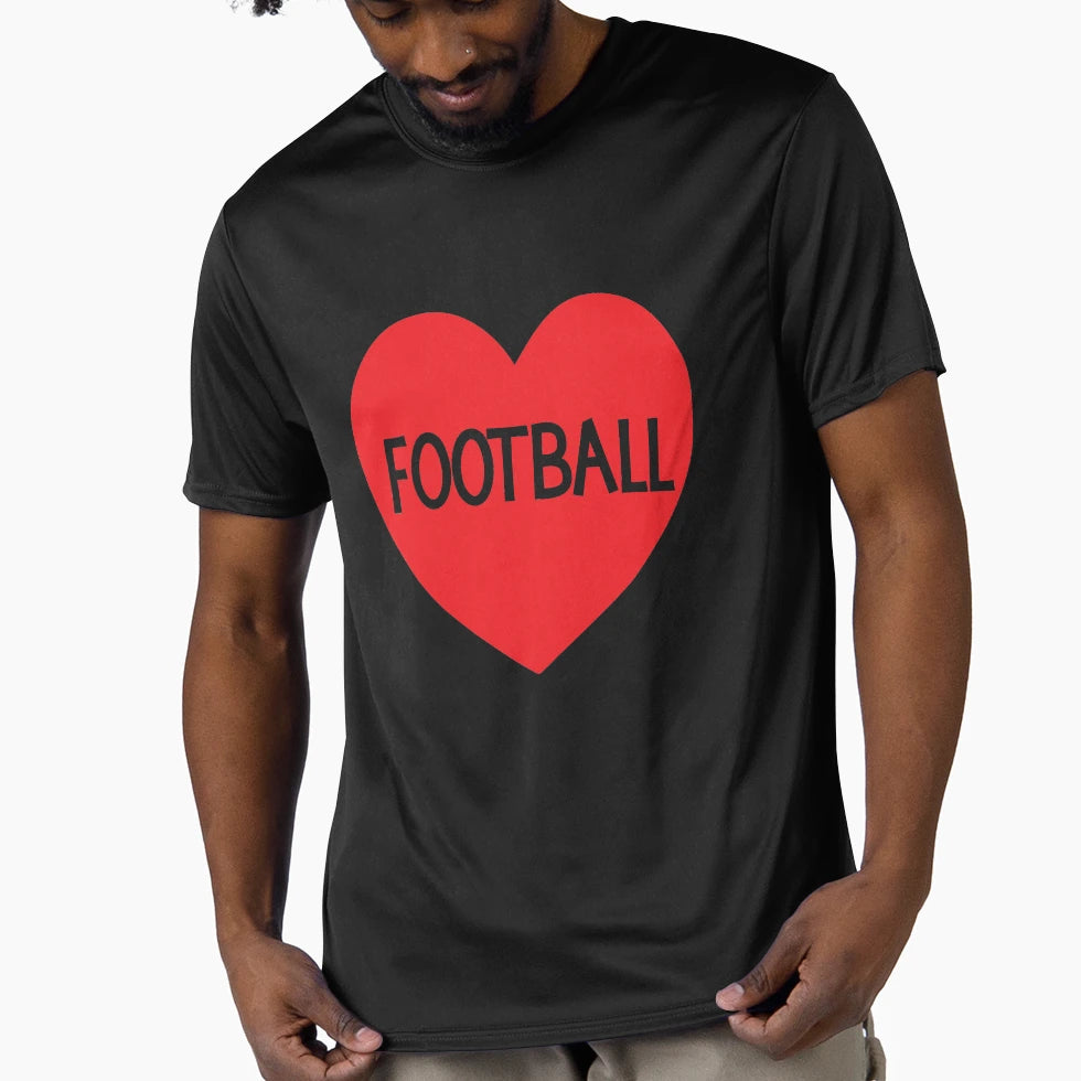 Love Football Heart T-Shirt - Graphic Print Unisex - T-Shirt, Sweatshirt, Hoodie