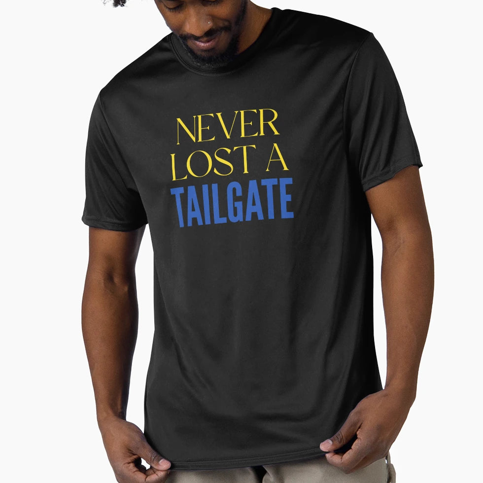 Never Lost Tailgate Fun Maize Blue T-Shirt - Graphic Print Unisex - T-Shirt, Sweatshirt, Hoodie