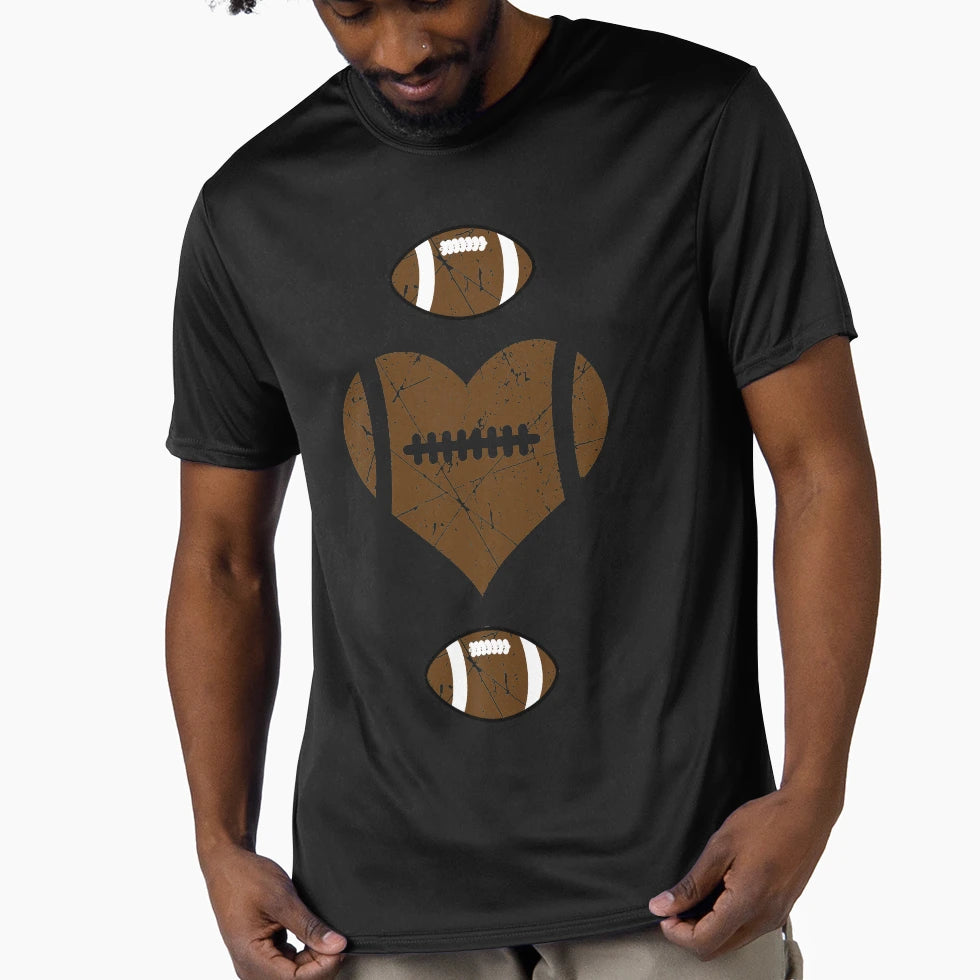 Valentines Heart Football T-Shirt - Minimalist Print Men Women - T-Shirt, Sweatshirt, Hoodie