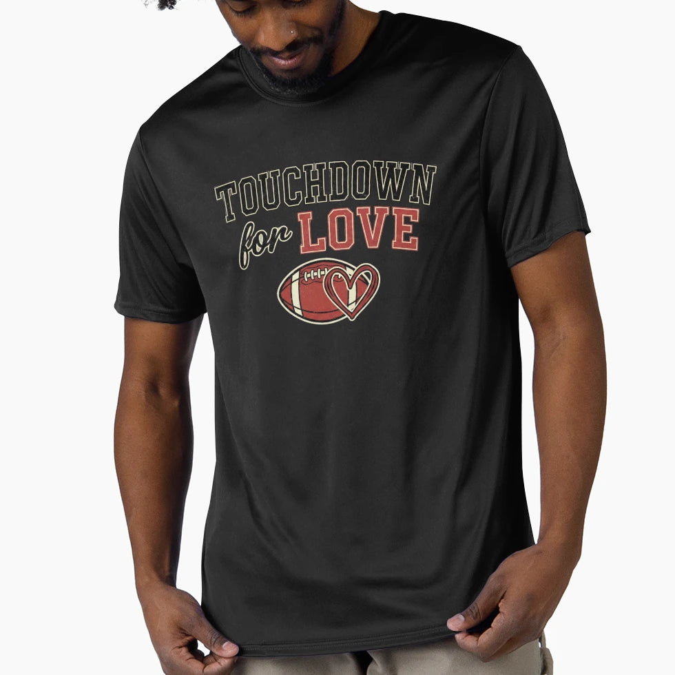 Touchdown Love Football Valentines Day T-Shirt - Novelty Apparel for Adults - T-Shirt, Sweatshirt, Hoodie